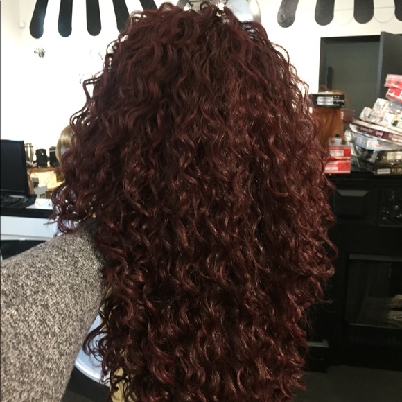 Red Wine Wig Long Curly Lacefront Wig - Picture 3 of 8